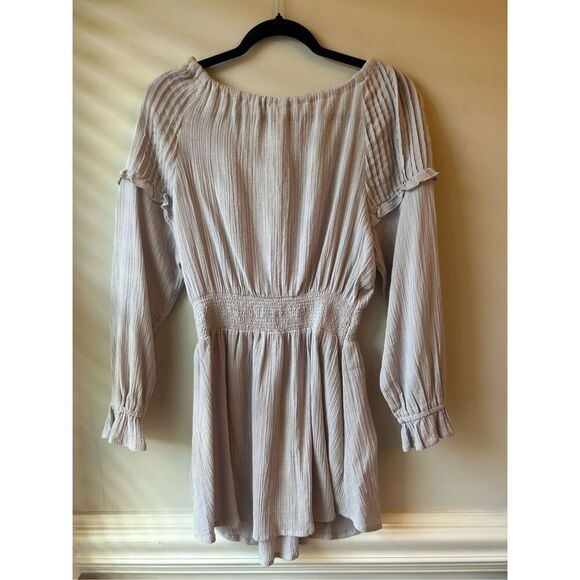 EUC Free People tunic dress gauzy 100% cotton size S smocked boho - Picture 2 of 7